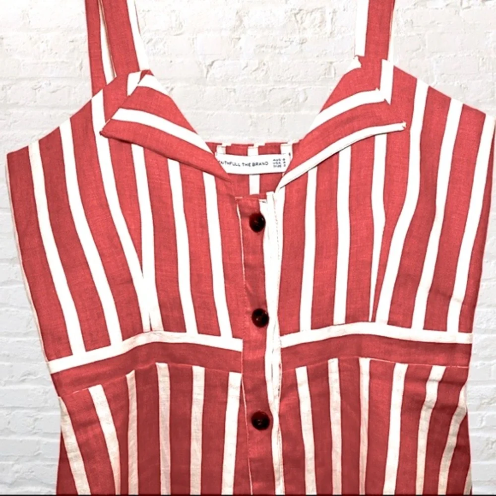 Faithfull the Brand Le Petite Striped Linen Dress Size 2 - Picture 4 of 8